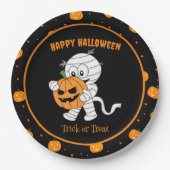 Funny Mummy Walking mit Halloween Pumpkin Party Pappteller (Vorderseite)