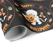 Funny Mummy Walking mit Pumpkin Halloween-Party Geschenkpapier (Rolleneckpunkt)