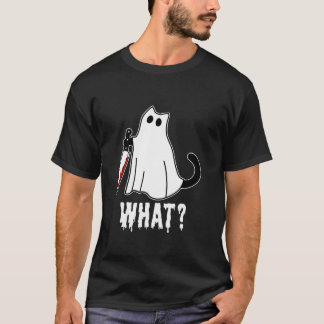 Funny Murder Katze Black Cat Murderous mit Knife H T-Shirt