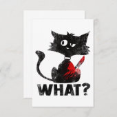 Funny Murderous Black Cat was mit Knife Hallowee Dankeskarte (Vorne/Hinten)