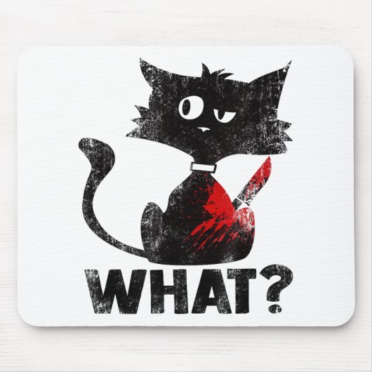 Funny Murderous Black Cat was mit Knife Hallowee Mousepad (Vorne)