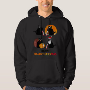 Funny Murderous Cat Turkey Hallo-Danksagungen Than Hoodie