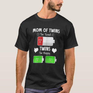 Funny Müred Twin Mama Low Battery Ladung Mot T-Shirt