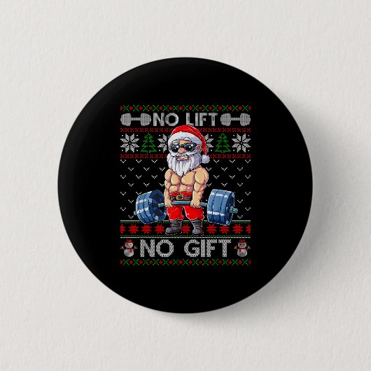Funny Muscle Santa Lifting Christmas Ugly Christma Button (Vorderseite)