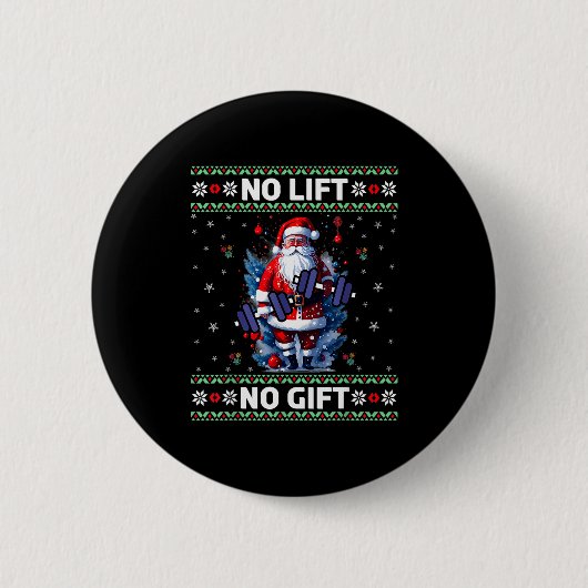 Funny Muscle Santa Lifting Ugly Christmas Sweater  Button (Vorderseite)
