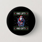 Funny Muscle Santa Lifting Ugly Christmas Sweater Button (Vorderseite)