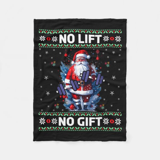 Funny Muscle Santa Lifting Ugly Christmas Sweater Fleecedecke (Vorderseite)