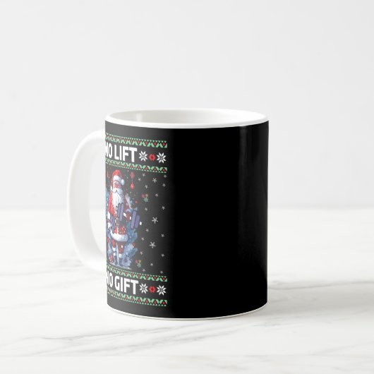 Funny Muscle Santa Lifting Ugly Christmas Sweater  Kaffeetasse (Vorderseite Links)