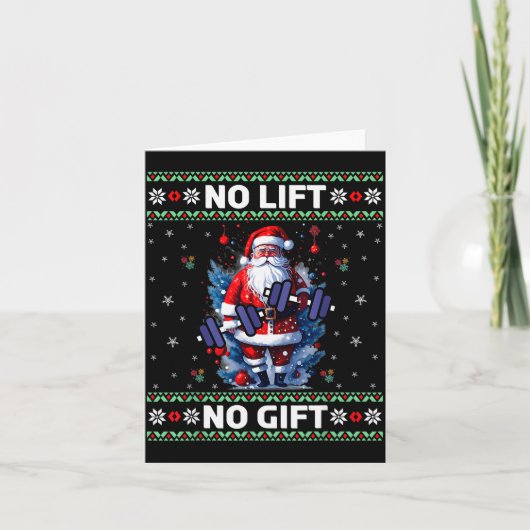 Funny Muscle Santa Lifting Ugly Christmas Sweater Karte (Vorderseite)