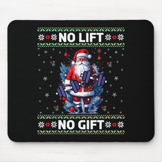 Funny Muscle Santa Lifting Ugly Christmas Sweater Mousepad (Vorne)