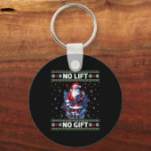 Funny Muscle Santa Lifting Ugly Christmas Sweater Schlüsselanhänger (Vorderseite)