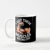 Funny muscles writing code saying programmer Funny Kaffeetasse (Links)
