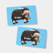 Funny muse ox Cartoon Illustration Ausweis (Vorder- & Rückseite)