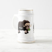 Funny muse ox Cartoon Illustration Bierglas (Vorderseite Links)