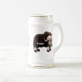 Funny muse ox Cartoon Illustration Bierglas (VorderseiteRechts)