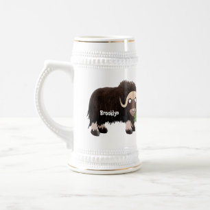 Funny muse ox Cartoon Illustration Bierglas