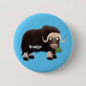 Funny muse ox Cartoon Illustration Button (Vorderseite)