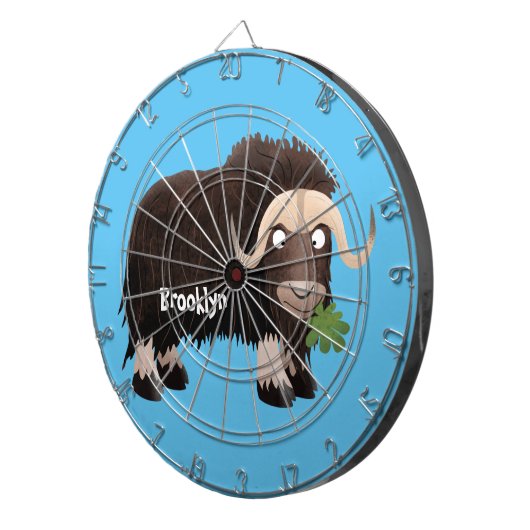 Funny muse ox Cartoon Illustration Dartscheibe (Vorderseite rechts)