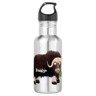 Funny muse ox Cartoon Illustration Edelstahlflasche