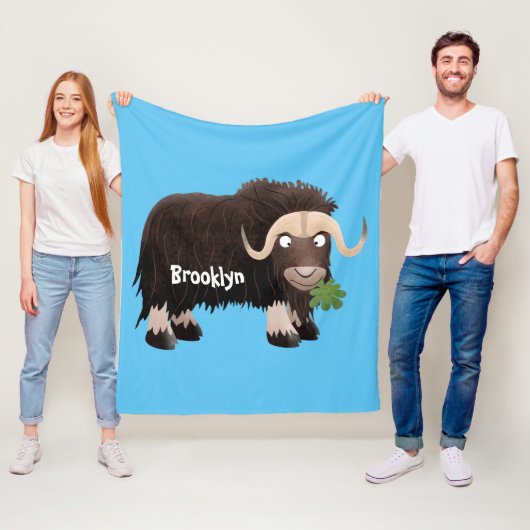 Funny muse ox Cartoon Illustration Fleecedecke (Beispiel)