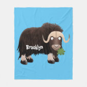 Funny muse ox Cartoon Illustration Fleecedecke (Vorderseite)