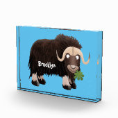 Funny muse ox Cartoon Illustration Fotoblock (Rechts)