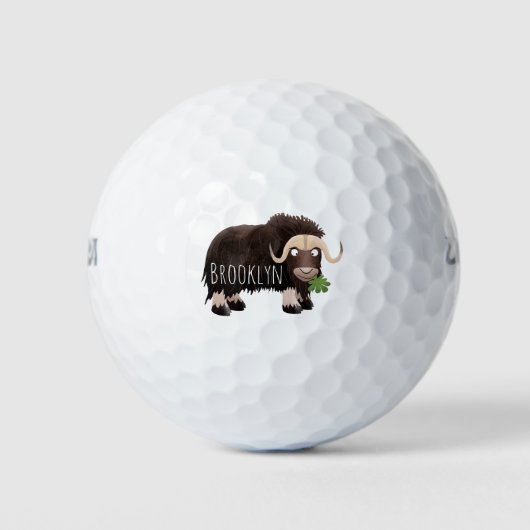 Funny muse ox Cartoon Illustration Golfball (Vorderseite)