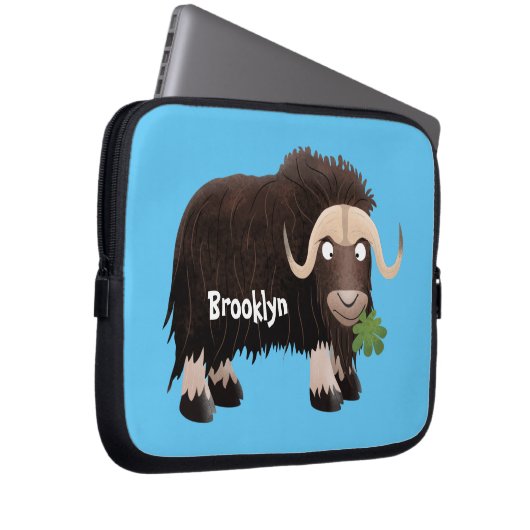 Funny muse ox Cartoon Illustration Laptopschutzhülle (Vorne Rechts)