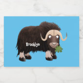 Funny muse ox Cartoon Illustration Lebensmitteletikett (Einzelnes Label)