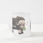 Funny muse ox Cartoon Illustration Mattglastasse (Vorderseite Links)