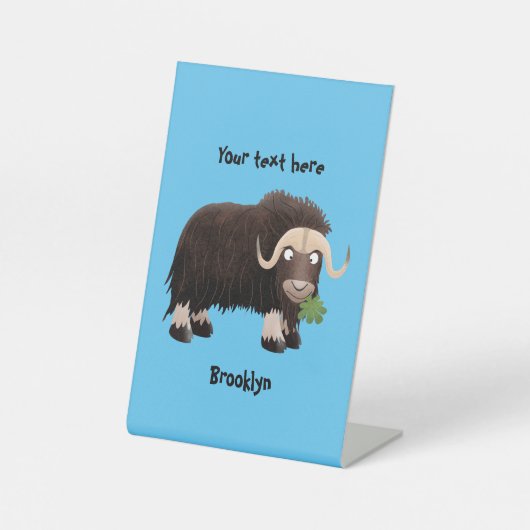 Funny muse ox Cartoon Illustration Sockelschild (Vorderseite)