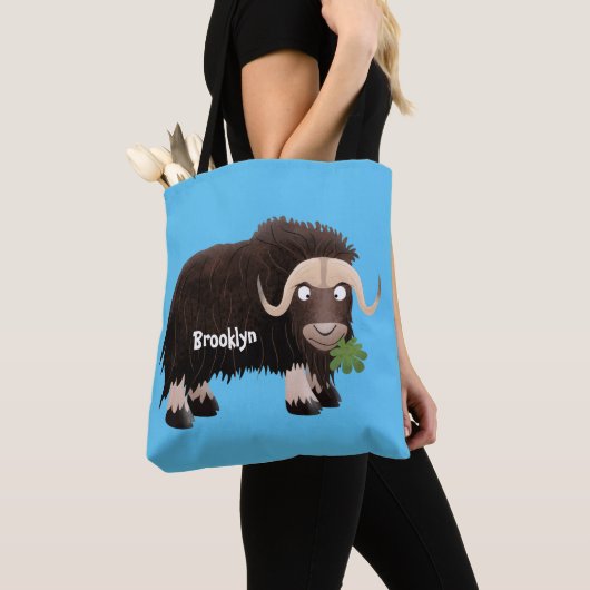 Funny muse ox Cartoon Illustration Tasche (Von Nahem)
