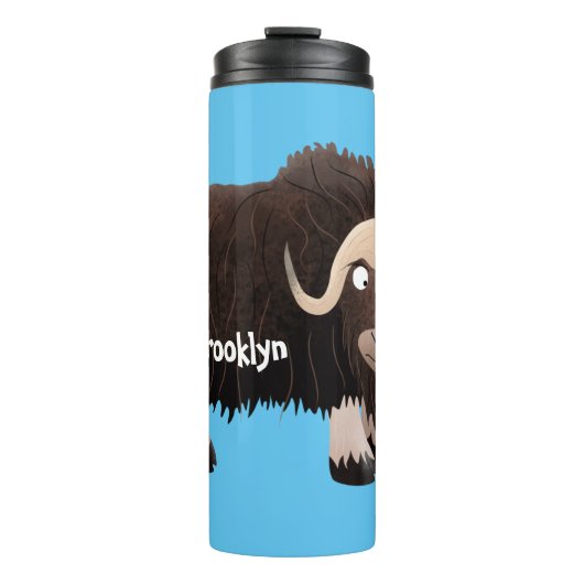Funny muse ox Cartoon Illustration Thermosbecher (Vorderseite)