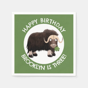 Funny muse ox Cartoon personalisiert Geburtstag Serviette