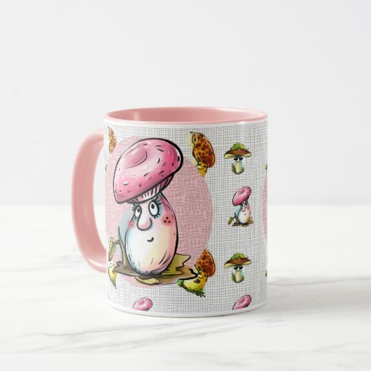 Funny Mushroom Cartoon Tasse (Vorderseite Links)