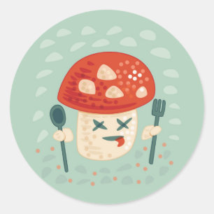 Funny Mushroom Character Cool Runder Aufkleber