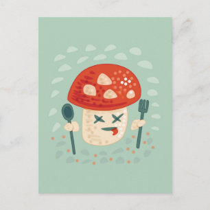 Funny Mushroom Food Character merkwürdige Oddity Postkarte