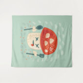 Funny Mushroom Food Character merkwürdige Oddity Wandteppich (Vorderseite (Horizontal))