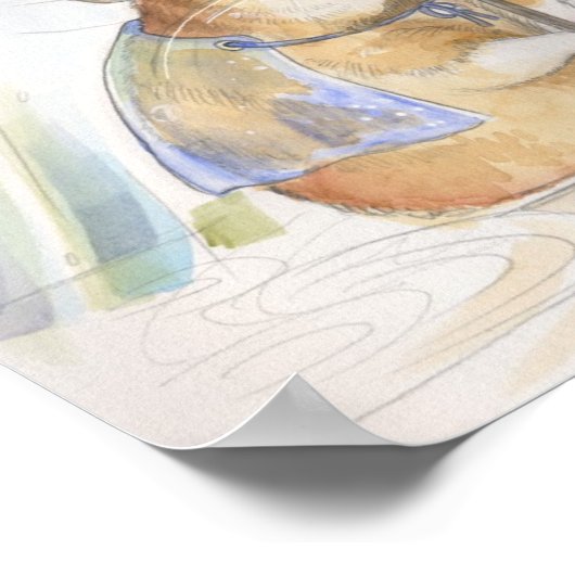 Funny Mushroom Rainy Day Hamster Poster (Ecke)