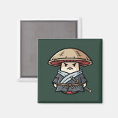 Funny Mushroom Ronin Wandering Samurai Illustratio Magnet (Vorderseite/Rückseite)