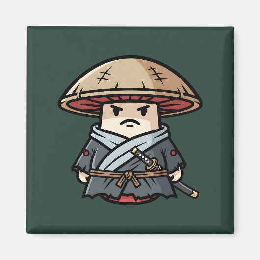 Funny Mushroom Ronin Wandering Samurai Illustratio Magnet (Vorne)