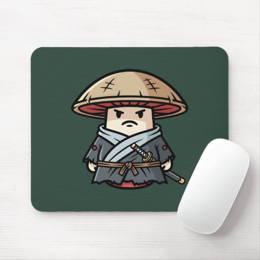 Funny Mushroom Ronin Wandering Samurai Illustratio Mousepad (Mit Mouse)