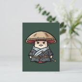 Funny Mushroom Ronin Wandering Samurai Illustratio Postkarte (Stehend Vorderseite)