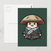 Funny Mushroom Ronin Wandering Samurai Illustratio Postkarte (Vorne/Hinten)