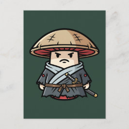 Funny Mushroom Ronin Wandering Samurai Illustratio Postkarte