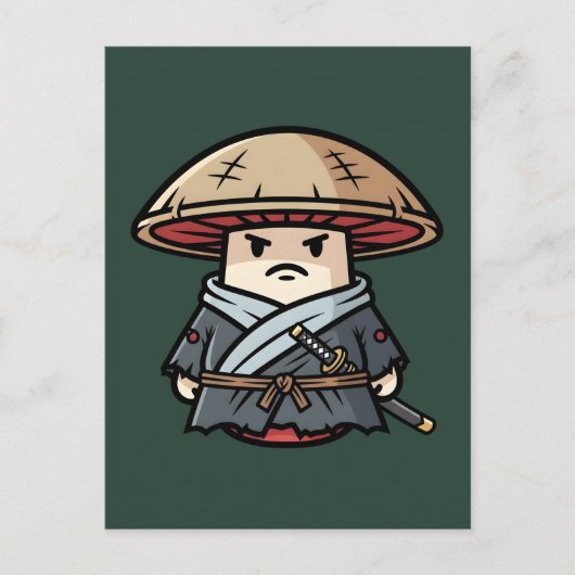 Funny Mushroom Ronin Wandering Samurai Illustratio Postkarte (Vorderseite)