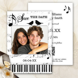 Funny Music Black and White Foto Save the Date Ankündigung