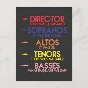 Funny Music Choir Singing Men Kids Choir Joke Postkarte