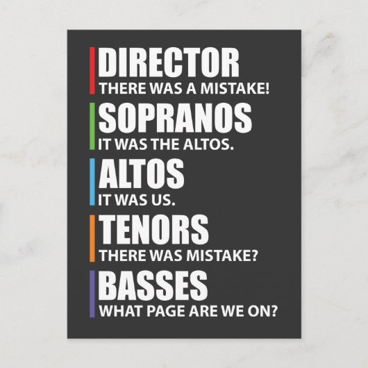 Funny Music Choir Singknaben Choir Joke Postkarte (Vorderseite)