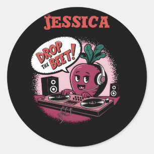 Funny Music Drop The Beet Runder Aufkleber